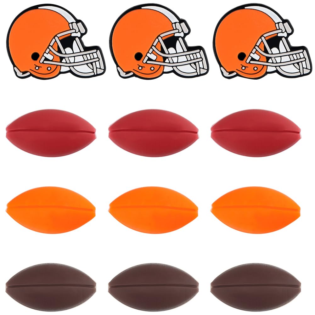 SUNNYCLUE 1 Box 16pcs Football Theme Beads Sports Focal Silicone Beads Rugby Helmet Oval Shaped Ball Spacer Focal Bead Bulk for Jewellery Making Bracelet Necklace Keychain Women DIY Crafts Supplies