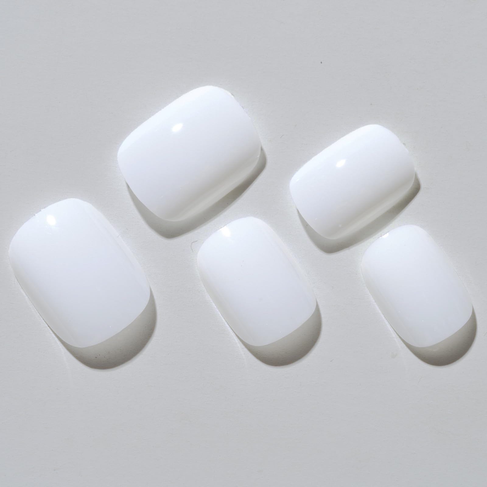 GLAMERMAID Press on Nails Extra Short Squoval, Spring Summer Milky White White Gel Glue on Nails, 24Pcs Glossy Round Reusable UV Finish Fake Nails Acrylic False Nails Manicure Kits for Women - Image 7