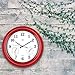 BEW Large Outdoor Clock for Patio, Waterproof Thermometer Hygrometer Combo Outdoor Clock, Silent Battery Operated Wall Clock for Pool, Balcony, Fence, Porch (18-Inch, Empire Red)