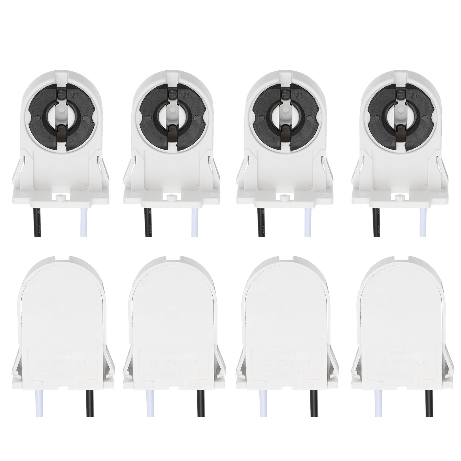 PATIKIL T8 Lamp Holder with Wires, 8Pcs PC Heat-Resistant G13 Base Light Socket for LED Fluorescent Tube Replacements