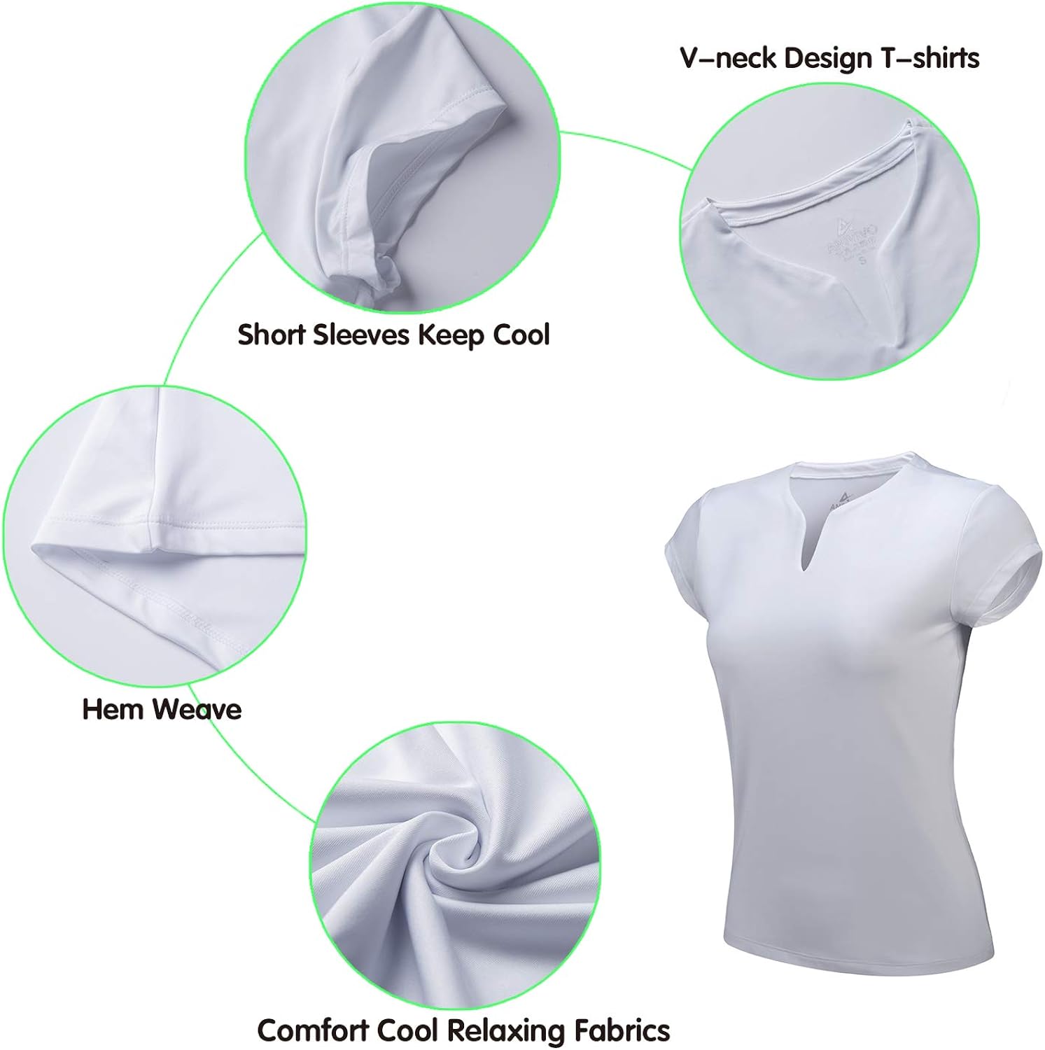 ANIVIVO Tennis Shirts for Women Short Sleeves, Solid Golf T Shirts V-Neck Running Shirts : Clothing