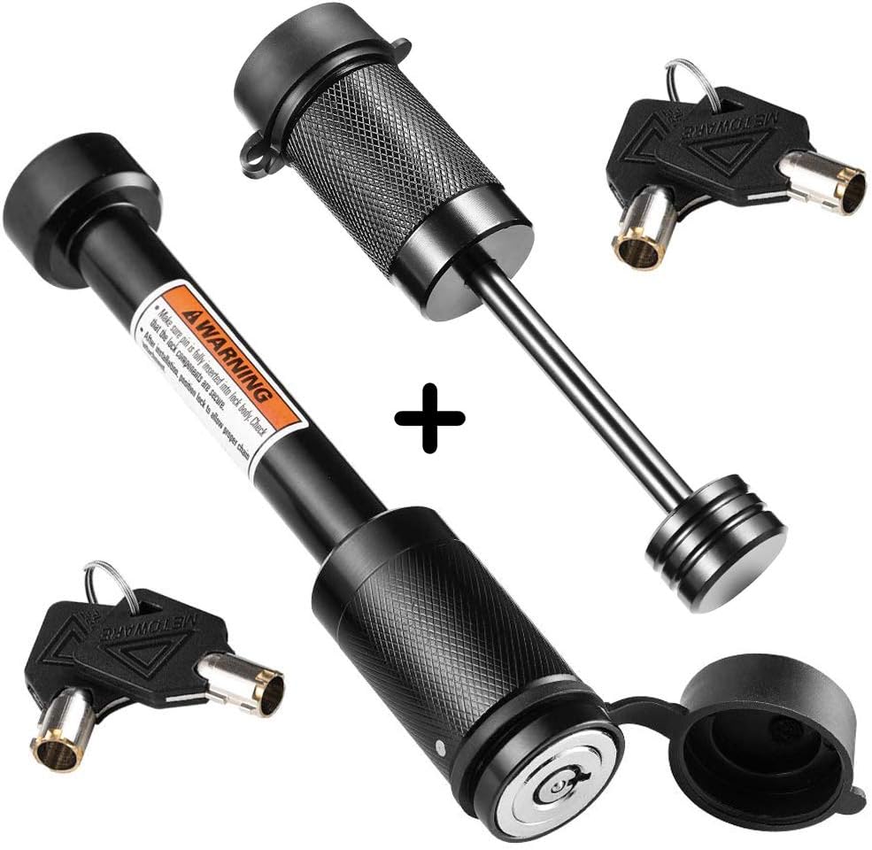 CZC AUTO Hitch Lock Set, Dia 5/8 Inch Trailer Hitch Lock Hitch Receiver Pin Lock for Class III IV 2" and 2-1/2" Receiver, Dia 1/4 Inch Hitch Coupler Lock with 2-1/2 Inch Span Fits Latch-Type Couplers: Automotive