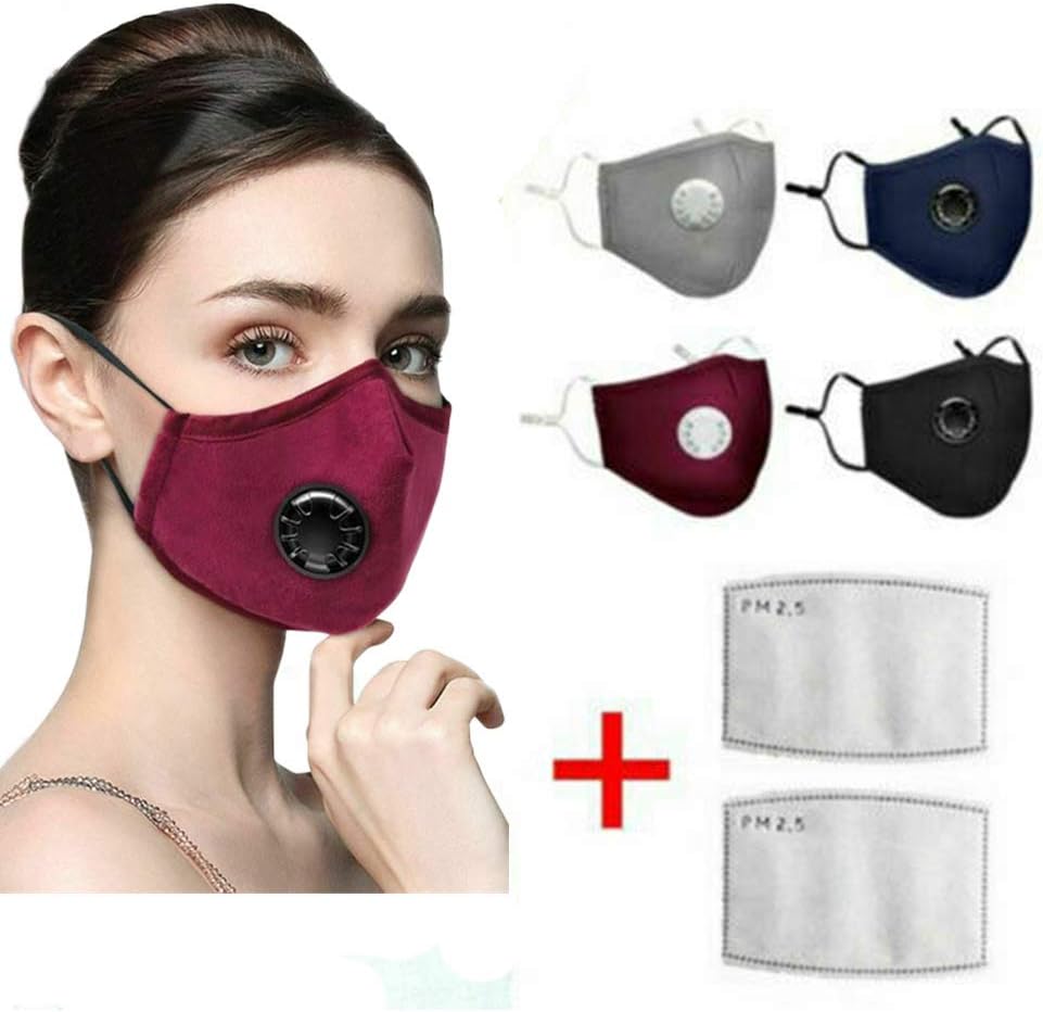 Women and Man Washable Reusable N95 Anti Air Pollution Face Mask with Respirator &2 Filters
