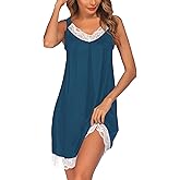 Ekouaer Women's Nightgown V-neck Chemise Sleepwear Lace Nightwear Soft Lingerie for Women