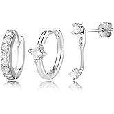 Stud Hoop Earrings Set for Women, Trendy Dangle Jacket Huggie Stacks for Multiple Piercing, Hypoallergenic Cartilage Jewelry Gifts