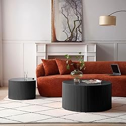 KEVINSPACE Round Coffee Table Set of 3, Modern