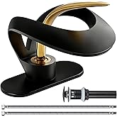 Elegant Bathroom Sink Faucet Single Hole,AUU Waterfall Gold Black Vanity Sink Faucet Solid Brass,Single Handle Basin Tap with Pop Up Drian Supply Line (Gold-Black, Short)