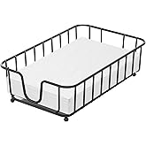 GMFINE Napkin Holder for Bathroom, Metal Guest Towel Napkin Holder Tray for Bathroom, Disposable Paper Hand Towel Holder for Bathroom, 9.4" x 5.5" x 2.2" Inside Size (Black)