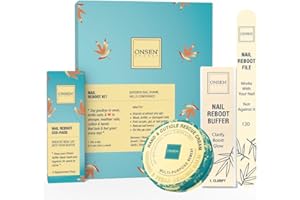 Onsen Secret Essential Nail Reboot Kit with Hand & Cuticle Rescue Cream | Buffer Block, Professional File, Replacement Pads and Repair Cream for Strong, Healthy, Shiny Natural Nails at Home