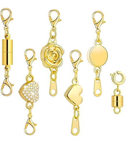 AD Beads Magnetische Schmuckverschlüsse: Doppelt, 14K Gold & Silber, Mit Biegeringen, Für Armbänder & Halsketten