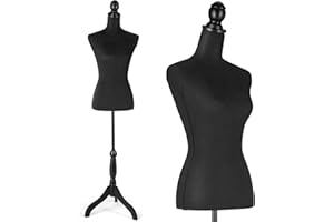 HAORUI Female Mannequin Torso Dress Form Height Adjustable Pinnable Mannequin Body with Sturdy Tripod Stand for Sewing, Dressmaker, Home Decor, Jewelry & Clothing Display, Black