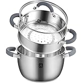 GOLDEN KEY 3.2 QT Steamer for Cooking,Steamer Pots with Vegetable Steam Basket,2-Tier Multipurpose 18/8 Stainless Steel Steaming Pot Cookware for Vegetable,Soup, Food,Dumplings,Oven & Dishwasher Safe