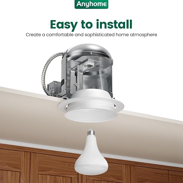 ANYHOME 6 INCH CAN LIGHT COVER,12 PACK WHITE CAN LIGHT TRIM,STEP BAFFLE WITH DETACHABLE RING,ANTI-GLARE,ALL METAL MATERIAL