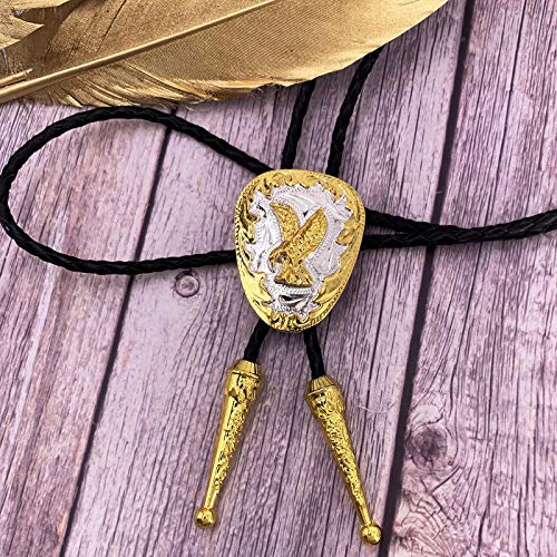 XGALBLA Bolo Tie with Golden Flying Eagle American Western Cowboy Necktie for Men - Thumbnail 3