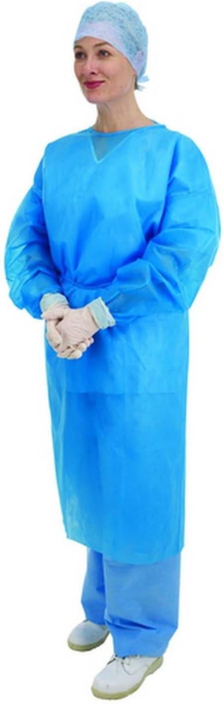 Shermond Premier Disposable Long Sleeve Exam Gown Blue 45gsm Pack of 10