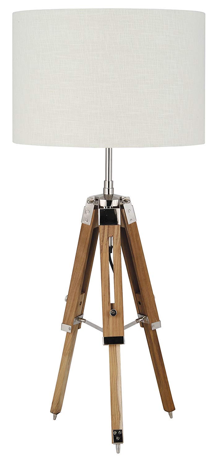 UK Gift Style Wooden Tripod Table Lamp Base Only, Natural(Without Shade)