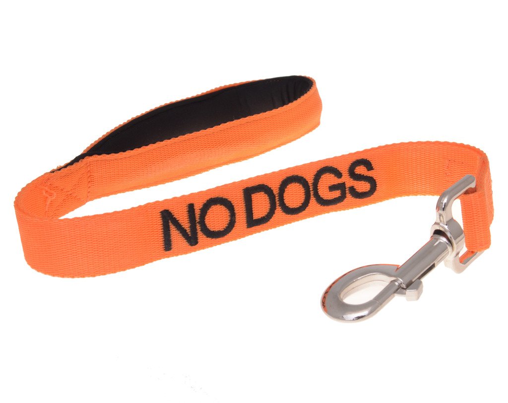 Dexil NO DOGS (Not good with other dogs) Orange Colour Coded 60cm 1.2m 1.8m Luxury Neoprene Padded Handle Dog Leads PREVENTS Accidents By Warning Others Of Your Dog In Advance (60cm) — image 1