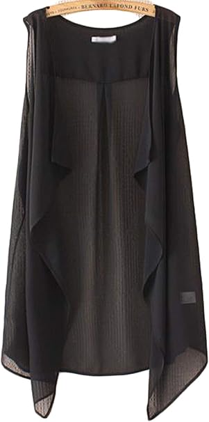 Amazon Qyyシフォン ベスト レディース ノースリーブ ジレ 薄手 ゆったり シースルー チョッキ ファッション ロングベスト 着痩せ カジュアル シフォンジレ 透け感 夏 ベスト 通販