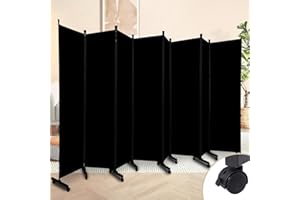 HOMSCREENER Room Divider 8 Panel Room Dividers/Wheels, Fabric Room Divider Panel for Office Room Partitions and Dividers, Portable Partition Wall Divider for Room Separation, Flexible Privacy Screen Indoor