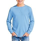 Haloumoning Kids Boys T Shirts Casual Long Sleeve Crewneck Loose Fit Fall Basic Tees 5-14 Years
