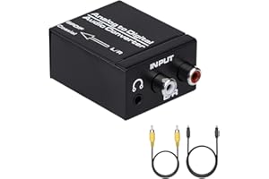 ANBER-TECH Analog to Digital Audio Converter, R/L RCA 3.5mm AUX to Digital Coaxial Toslink Optical Audio Adapter with Optical Cable, Coaxial Cable
