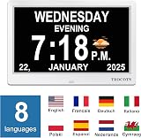 TROCOTN Dementia Clock Digital Clock with Date Day Large Display 7/10 Inch view 8