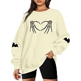 Halloween Sweatshirt for Women Spooky Ghosts Reading Books Graphic Sweater | Halloween Spooky Season Outfits Oversized Bookish Long Sleeve Shirts Cute Ghost Crewneck Pullover Tops
