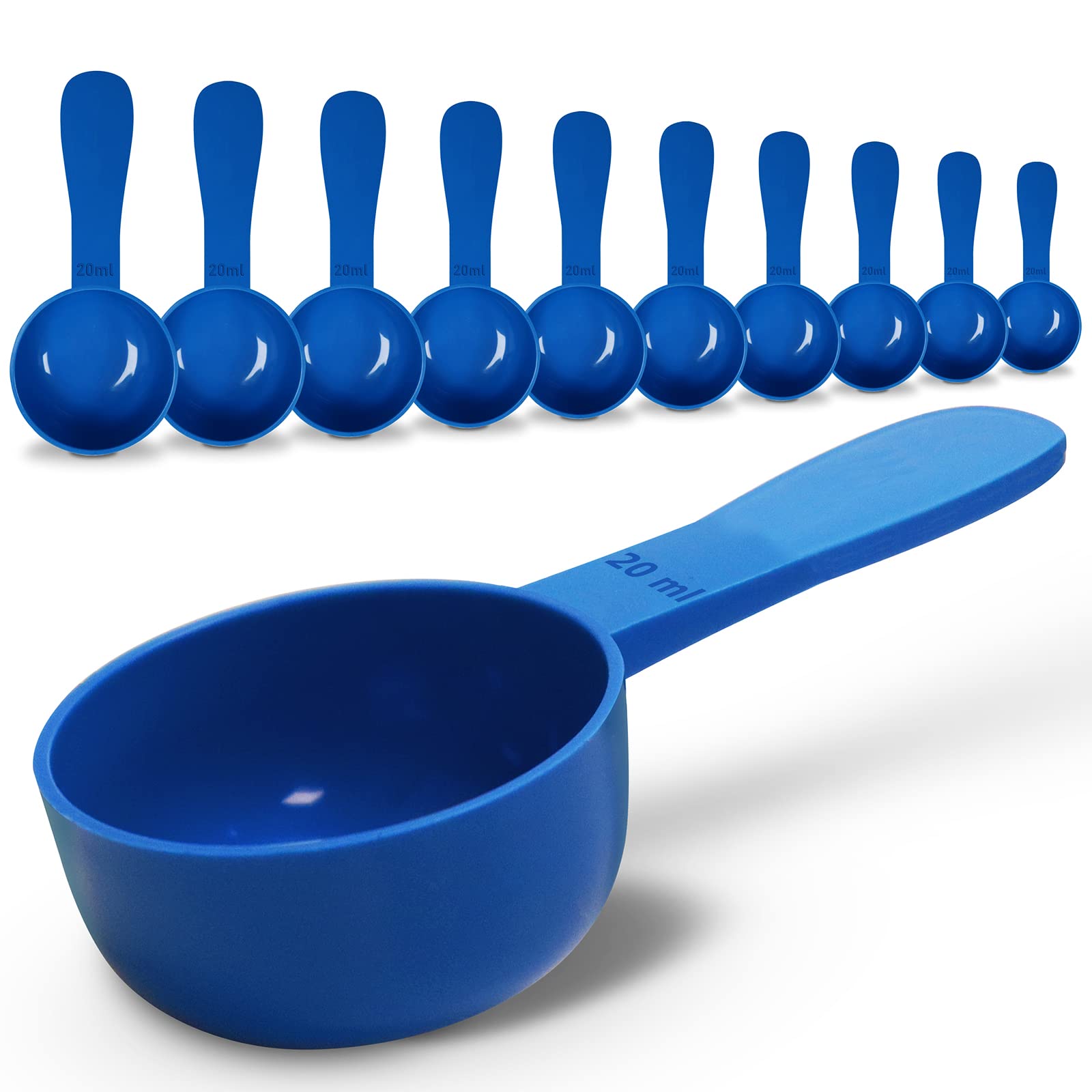 10pc Kit, RE-GEN 20ml Reusable Short Handle Plastic Measuring Spoon Scoops Dosing Spoons | Ideal for Liquids, Powders, Granules, Home, Kitchen, Catering, Healthcare, Fitness