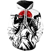 Hisayhe Men's Japanese Samurai Hooded Pullover 3D Printing Hoodie Sweatshirt