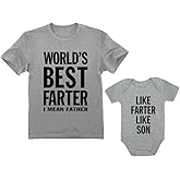 Tstars Funny Dad and Baby Shirt Set - Like Farter Like Son Gift for New Dads Father's Day or Baby Shower Surprise