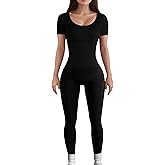 AURUZA Jumpsuit for Women Workout Seamless Jumpsuits Ribbed One Piece Tank Tops Rompers Short Sleeve Exercise Jumpsuits