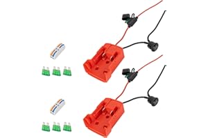 BlueStars Pack of 2 RED Power Wheels Adapter - Compatible with Milwaukee M18 Battery, Fuse Holder & 30A Fuses 18V Battery, DI
