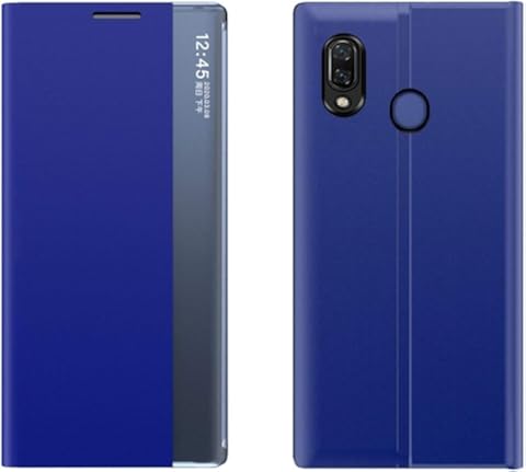 XUEE JYMD Pantalla AYC for Galaxy A20S Lateral con magnético/Función Soporte/Función Sleep Textura Normal paño + PC Caso del tirón (Azul Oscuro) (Color : Blue)