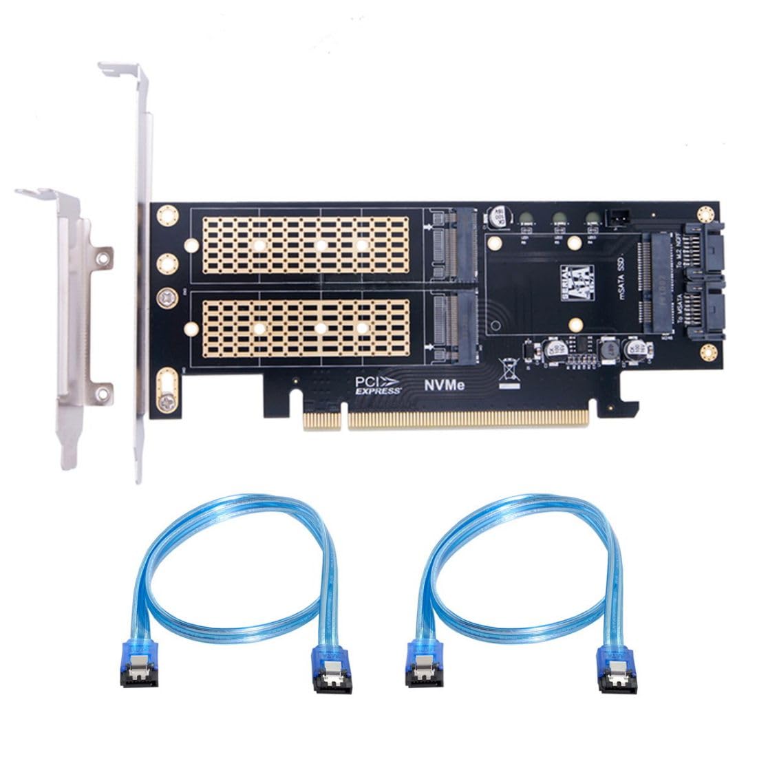 chenyang M.2 SSD NGFF to SATA ＆ NVME to PCI-E X16 ＆ MSATA to SATA 3 in 1 PCI Express Expansion Card Adapter