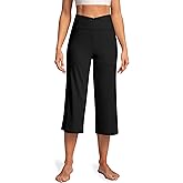 CITYOGA Women's Capri Pants High Waist Yoga Capri with Pockets Crossover Casual Crop Capris Pants