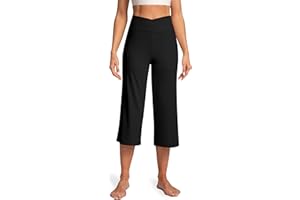 CITYOGA Women's Capri Pants High Waist Yoga Capri with Pockets Crossover Casual Crop Capris Pants
