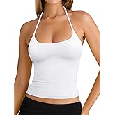 REORIA Women's Sexy Halter Backless Double Lined Tank Top Y2k Trendy Camisole Crop Tops