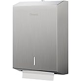 Paper Towel Dispenser Wall Mount, Large Commercial C/Z Tri Fold Multifold Hand Towels Dispenser, Brushed Stainless Steel Paper Towel Holder with Lock for Bathroom, Restroom and Public Places