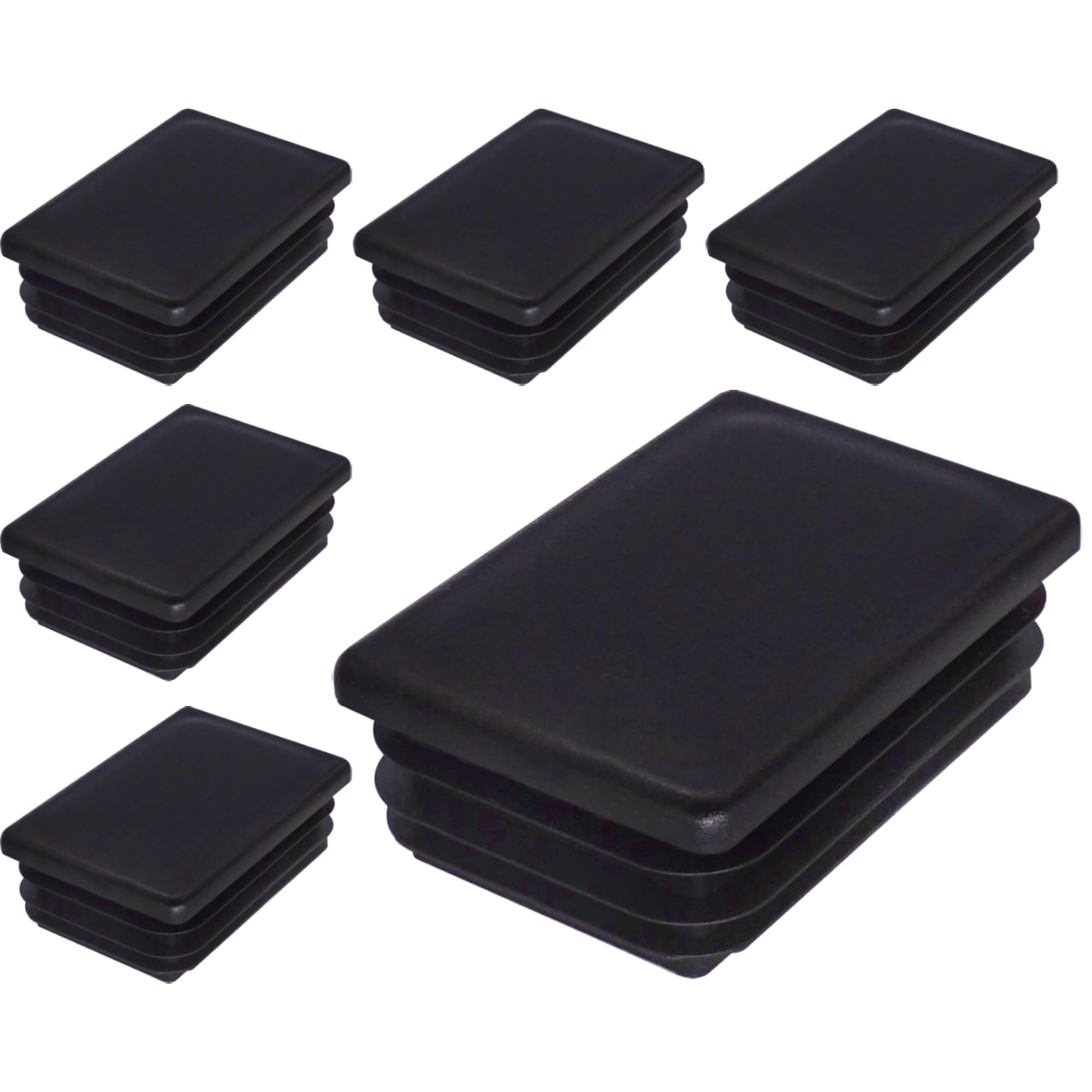 SKIR'CO (6 pcs) Rectangular Plastic Plugs 40 x 60 mm, Mat Tube End Caps, Rectangle Tube Inserts, Fence Post Plugs, Black RAL 9005