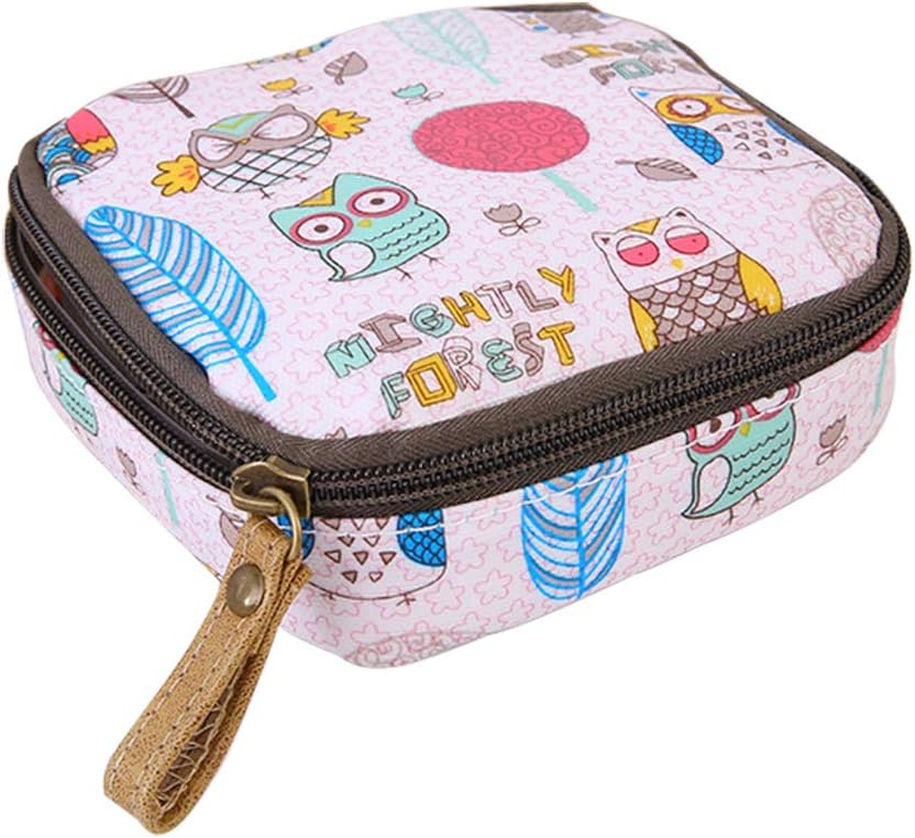 BIGBOBA Cartoon Cloth Waterproof Large Capacity Zipper Sanitary Napkins Aunt Towel Cosmetic Storage Bag Clutch Bag Coin Purse (12 * 12 * 5CM)