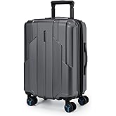 BAGSMART Carry On Luggage 22x14x9 Airline Approved, 1OO% PC Hardside Expandable Luggage with TSA Lock, 20 Inch Travel Suitcase with Spinner Wheels, Gray