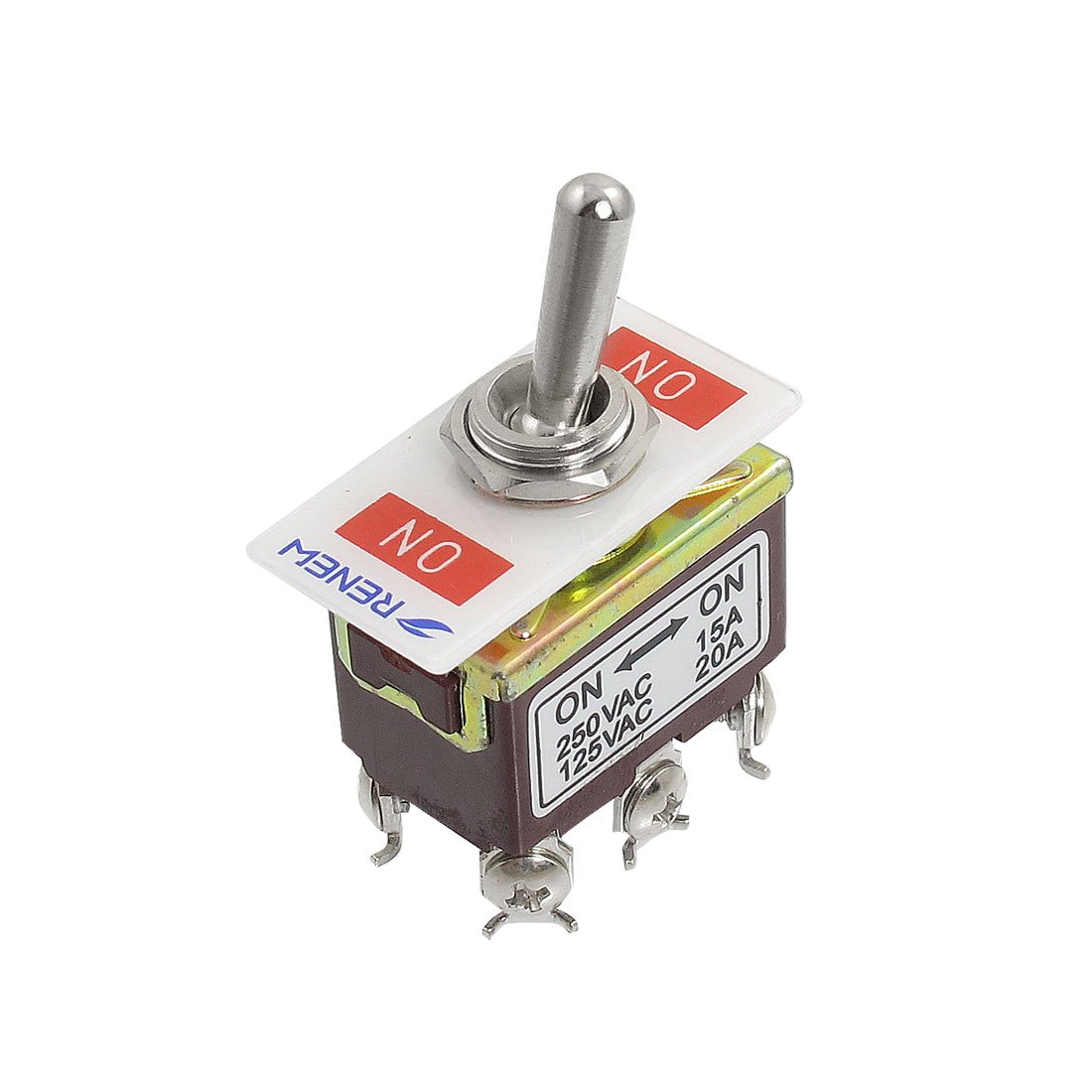 Sourcingmap AC 250V/15A 125V/20A 6 Screw Terminals On-On 2 Position DPDT Toggle Switch