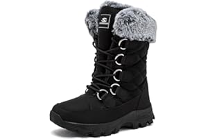 HOBIBEAR Womens Winter Boots Warm Faux Fur Lined Snow Boots Cold Weather Outdoor Shoes Water Resistant
