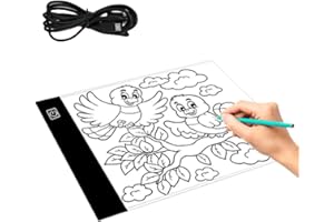 A5 Light Box for Tracing, Ultra Thin Portable LED Copy Board USB Powered 3 Level Brightness Adjustable for Artist Drawing Ani