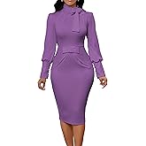 IbuduSexy Church Dresses for Women 2026 Elegant Bow tie lace Button Sleeve