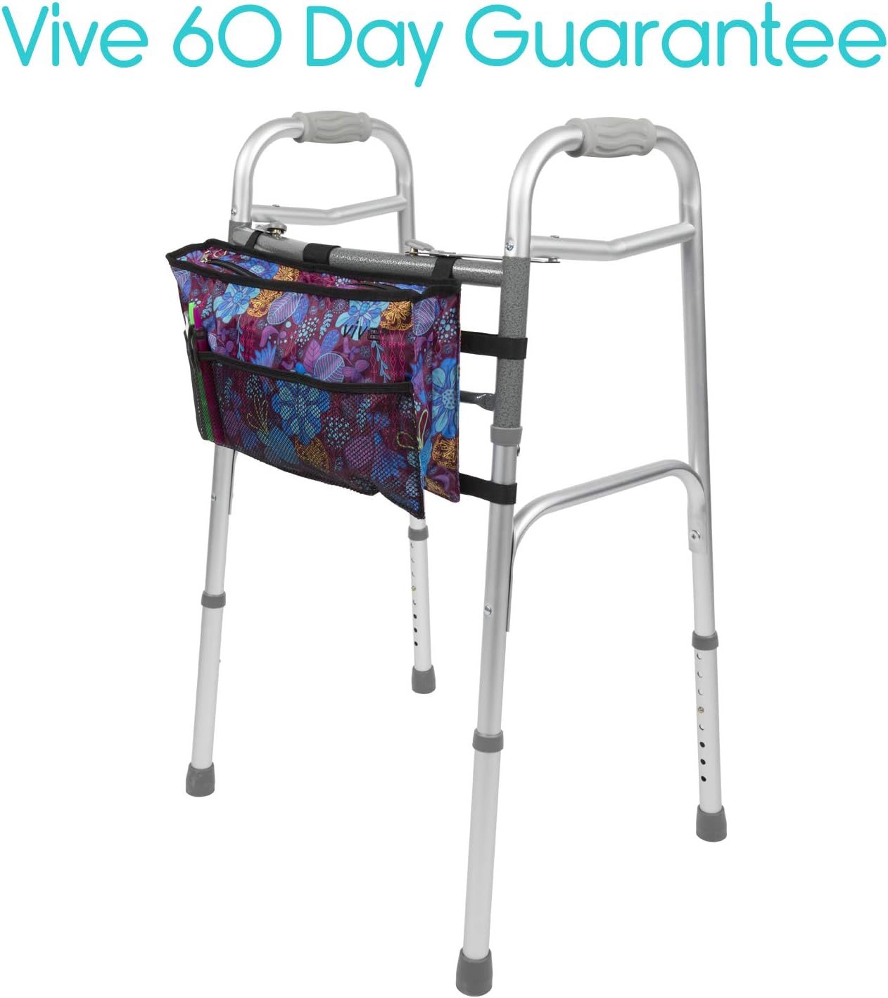Vive Walker Bag - Water Resistant Accessory Basket Provides Hands Free Storage for Folding Walkers - Attachment Fits Wide and Narrow Styles - Tote Caddy Pouch for Elderly, Seniors, Handicap, Disabled: Health & Personal Care