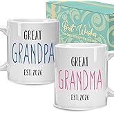 Palasarkaaa Great Grandparents EST 2026 Mugs Gift Set, Pregnancy Announcement Pregnancy Reveal Coffee Mugs, Birthday Christmas Thank You Gifts