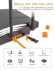 100Pcs RJ45 Port Lock with 10 Keys, Locking RJ45