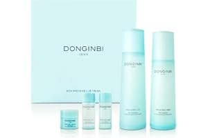 Donginbi Hydra Bounce Skin Care Set - Hydrating Toner(5.07 floz), Korean Red Ginseng Essence(4.4 floz), Firming Cream, and Face Moisturizer with Hyaluronic Acid, Korean Skin Care Gifts for Women