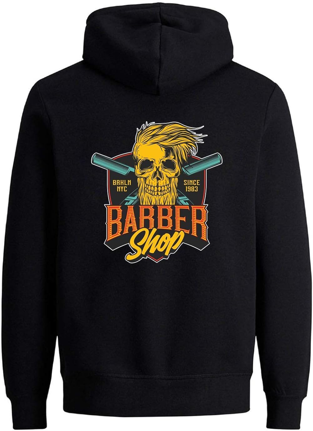Barber Shop Skull Graphic Unisex Hoodie mit durchgehendem Reißverschluss Amazon.de Bekleidung